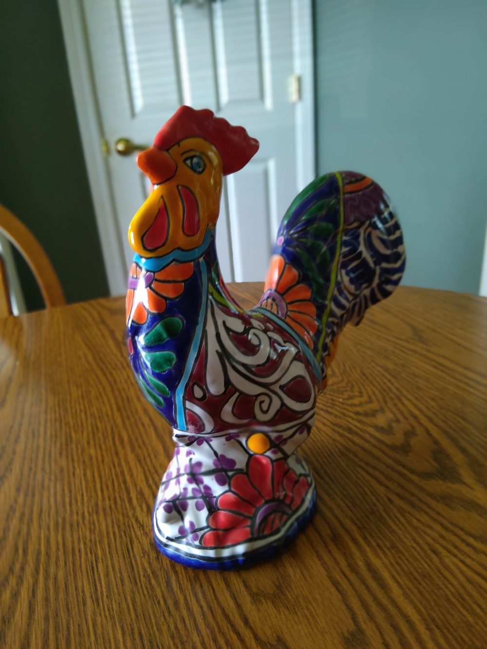 Talavera Hand-Painted Ceramic Rooster Figurine - Multicolor